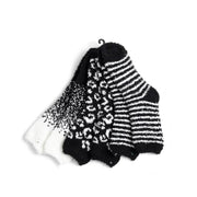 Black & White Fuzzy Socks- 3 Pair Set