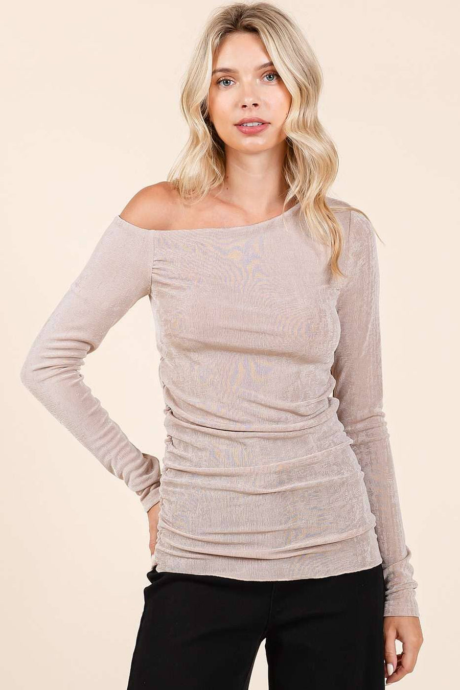One Shoulder Long Sleeve Top