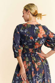 Midsummer Nights Maxi Dress- Navy Floral