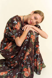 Midsummer Nights Maxi Dress- Navy Floral