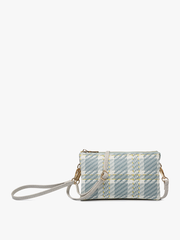 Riley Plaid Crossbody/Wristlet: Grey