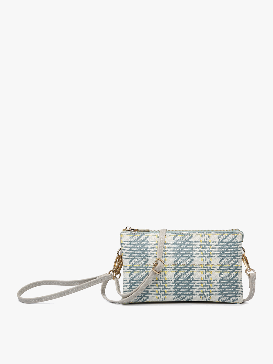 Riley Plaid Crossbody/Wristlet: Grey