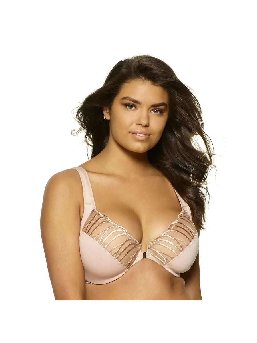 Angie Front Close Minimizer Bra - Warm Nude