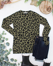 WAREHOUSE ONLY Blair Long Sleeve Top - Olive Animal Print