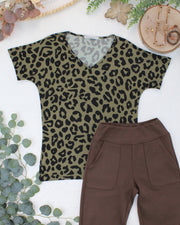 WAREHOUSE ONLY Chloe Cozy Top - Olive Animal Print