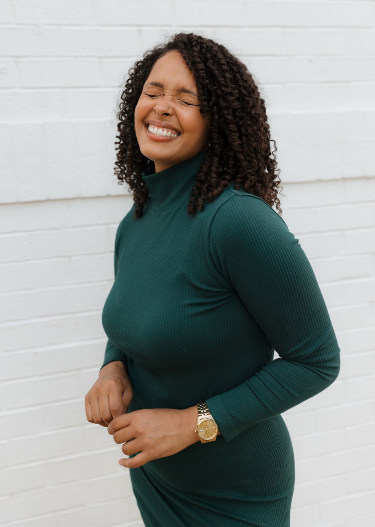 Ribbed Long Sleeve Turtleneck Dress