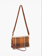 Riley Plaid Crossbody/Wristlet: Grey