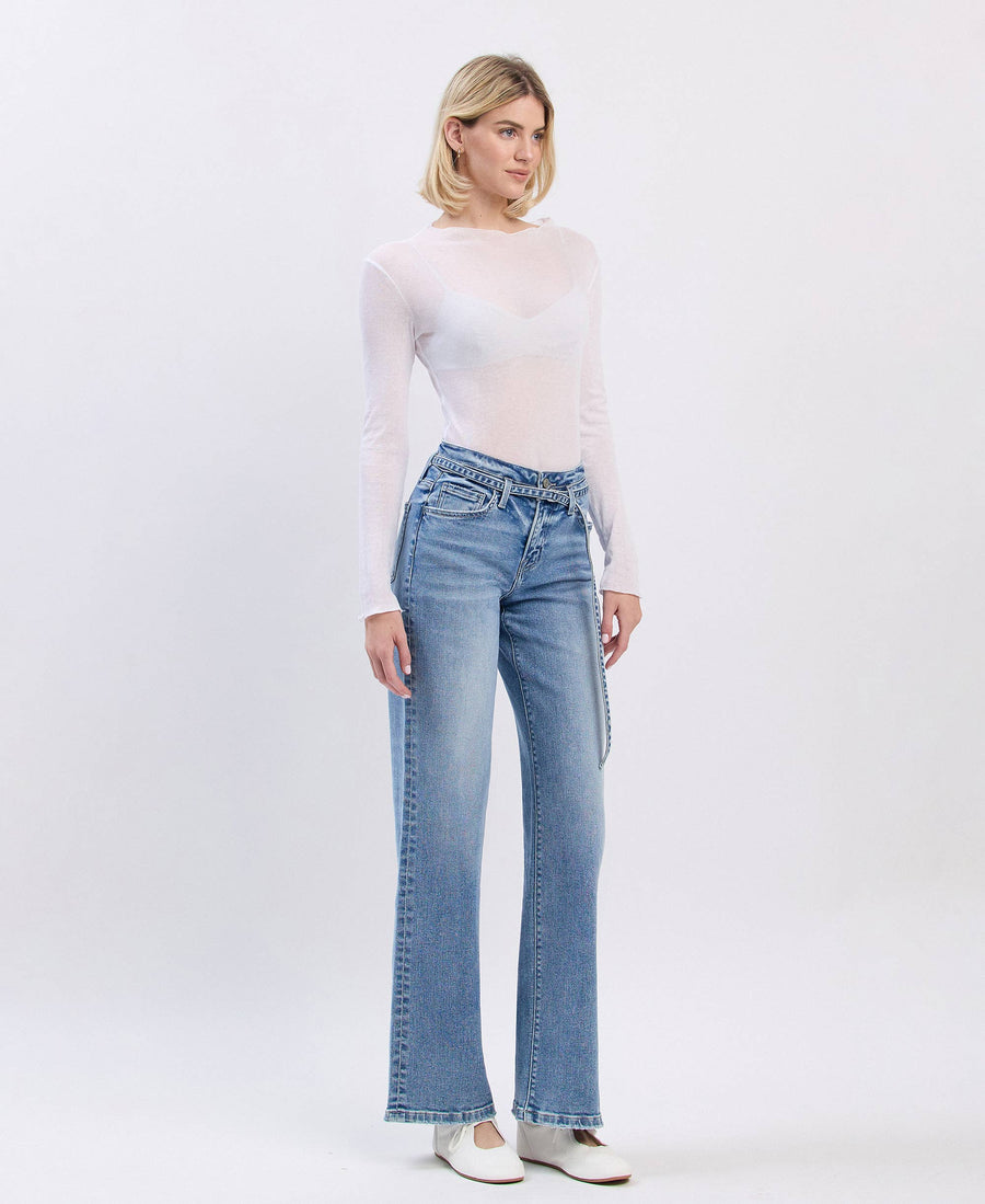 Olivia- High Rise Self Belt Wide Leg