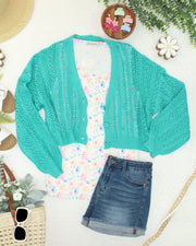 WAREHOUSE ONLY Callie Cropped Cardigan - Aqua FINAL SALE