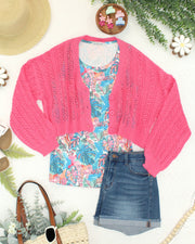 WAREHOUSE ONLY Callie Cropped Cardigan - Pink FINAL SALE