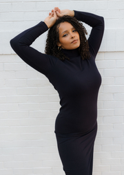 Ribbed Long Sleeve Turtleneck Dress