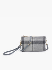 Riley Plaid Crossbody/Wristlet: Gray/Black