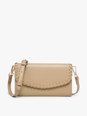 Kyle Whipstitch Crossbody/Wallet: Taupe