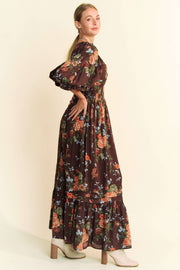Midsummer Nights Maxi Dress- Navy Floral