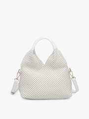 Cecily Striped Woven Hobo w/ Dual Handles
