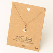 Dainty Anchor Pendant Necklace: Rose Gold