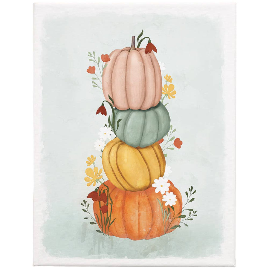 Colorful Pumpkin Stack - Wrapped Canvas