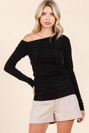 One Shoulder Long Sleeve Top
