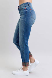 Plaid Print Cuff Boyfriend