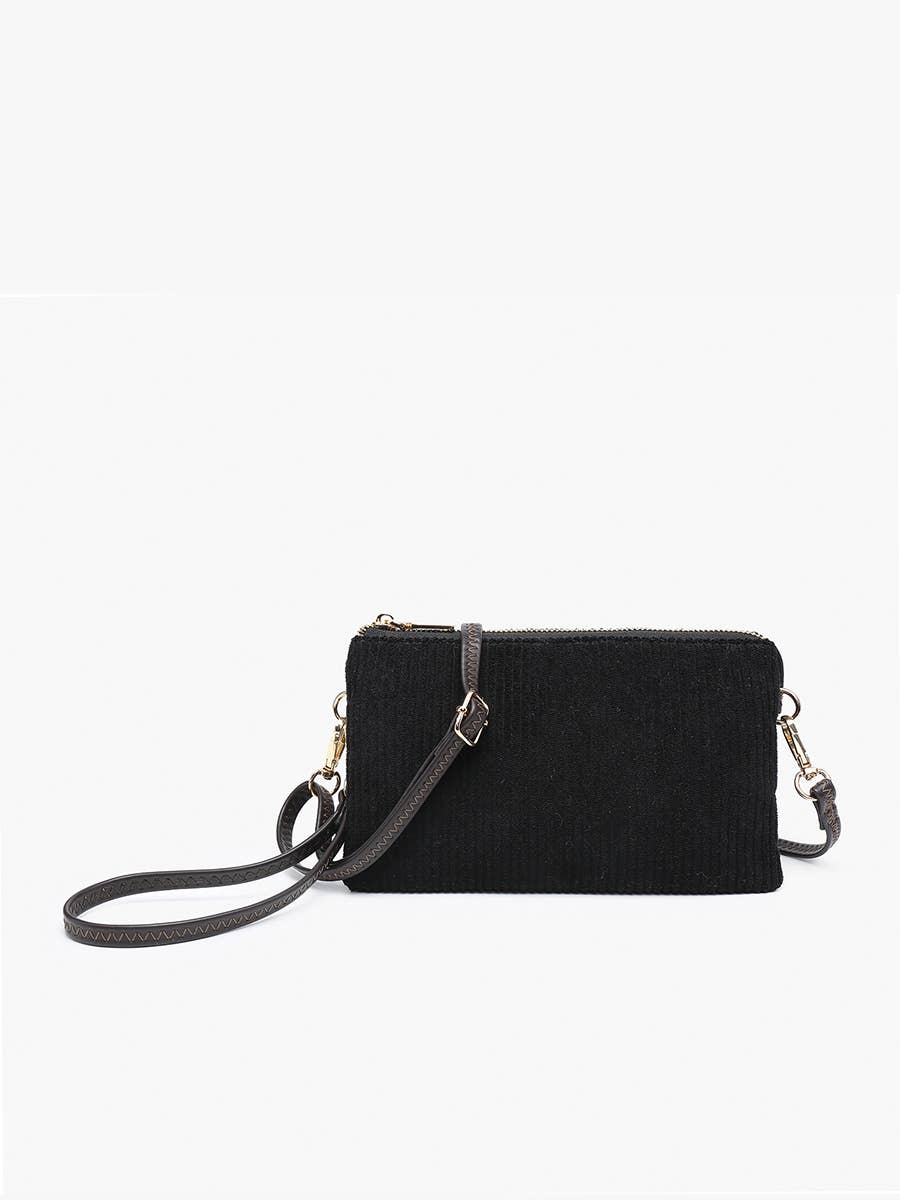 Riley Corduroy Crossbody/Wristlet: Black