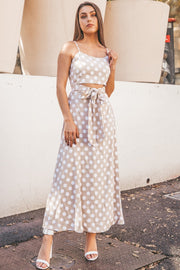 Polka Dot Peek-A-Boo Dress- Beige