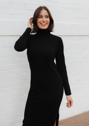 Ribbed Long Sleeve Turtleneck Dress