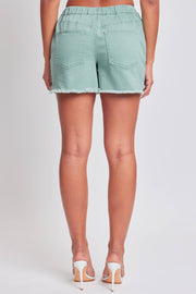 Frayed Hem Pull-on Shorts: Evergreen