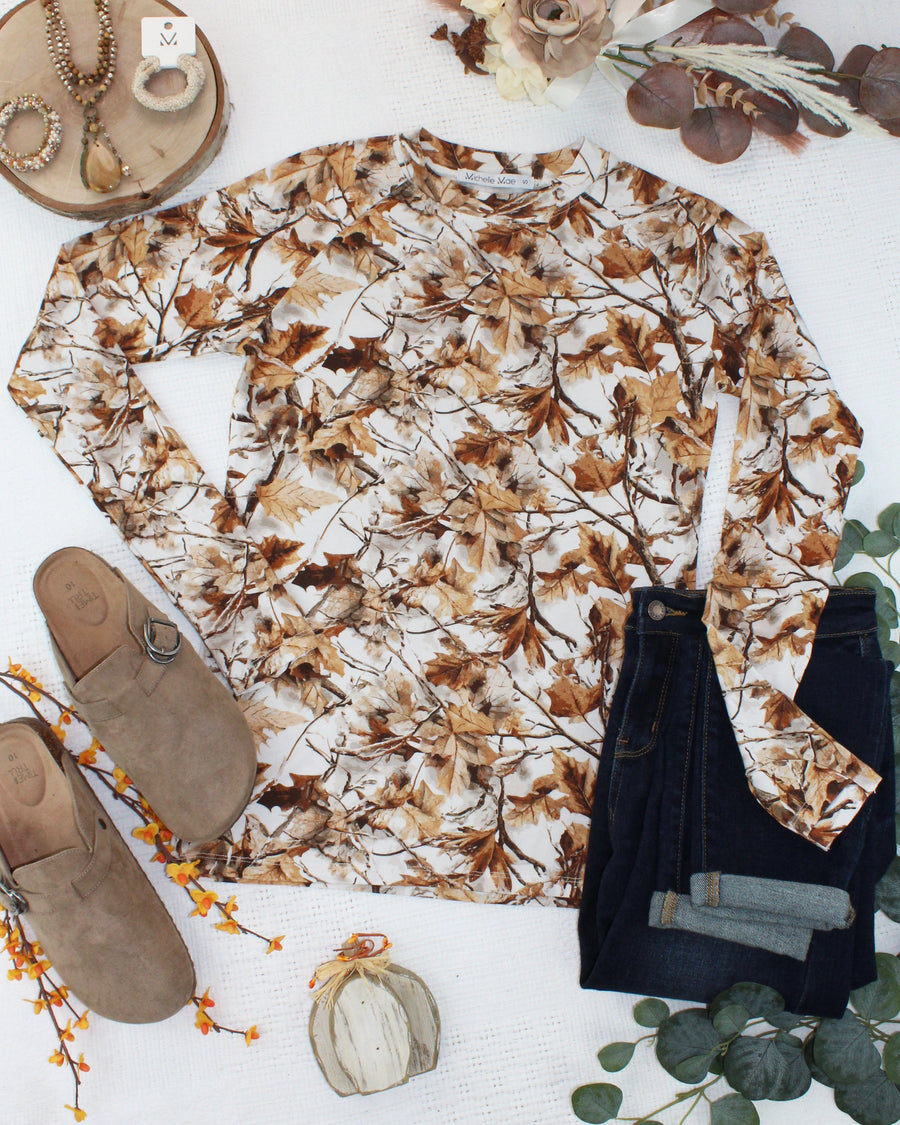 WAREHOUSE ONLY Blair Long Sleeve Top - Woodsy Camo