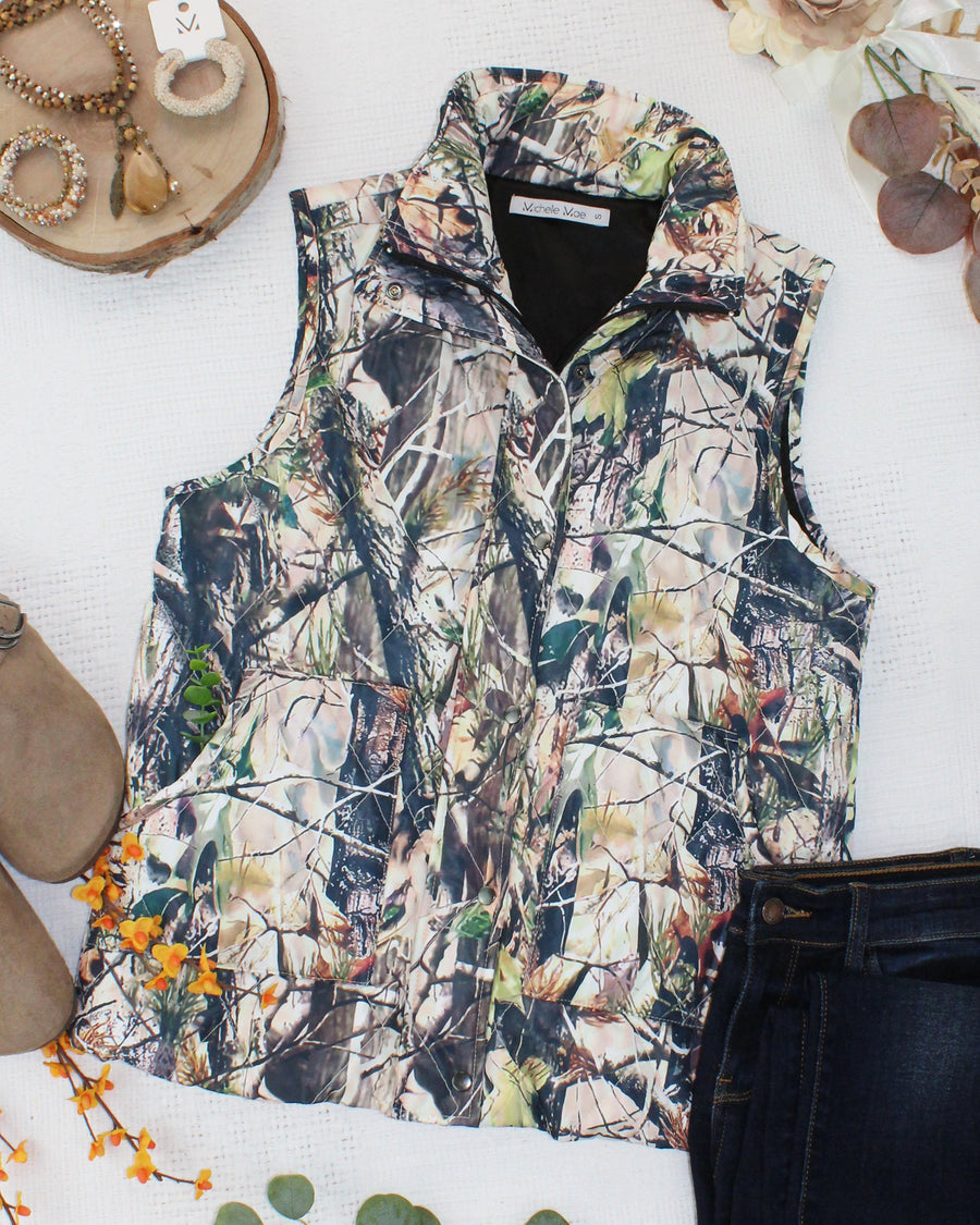 WAREHOUSE ONLY Remy Zip Up Vest - Dark Camo