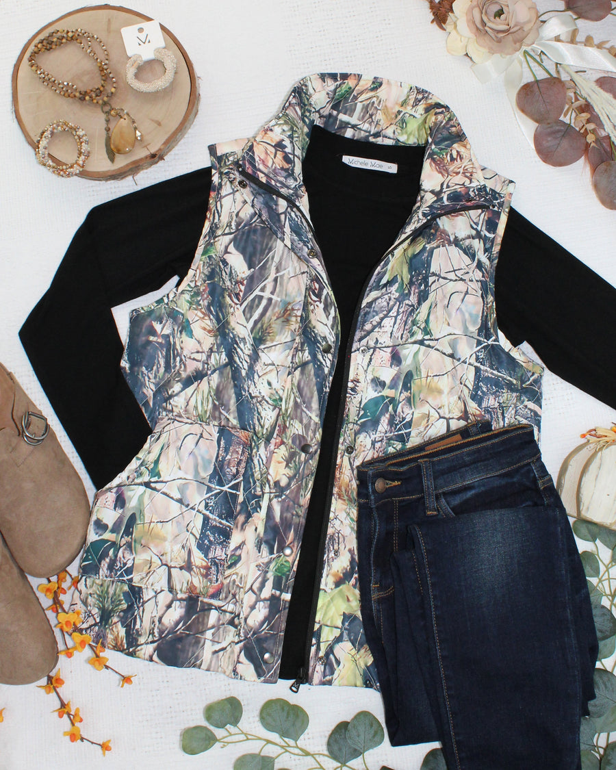 WAREHOUSE ONLY Remy Zip Up Vest - Dark Camo