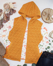 WAREHOUSE ONLY Heather Geometric Hooded Vest - Mustard
