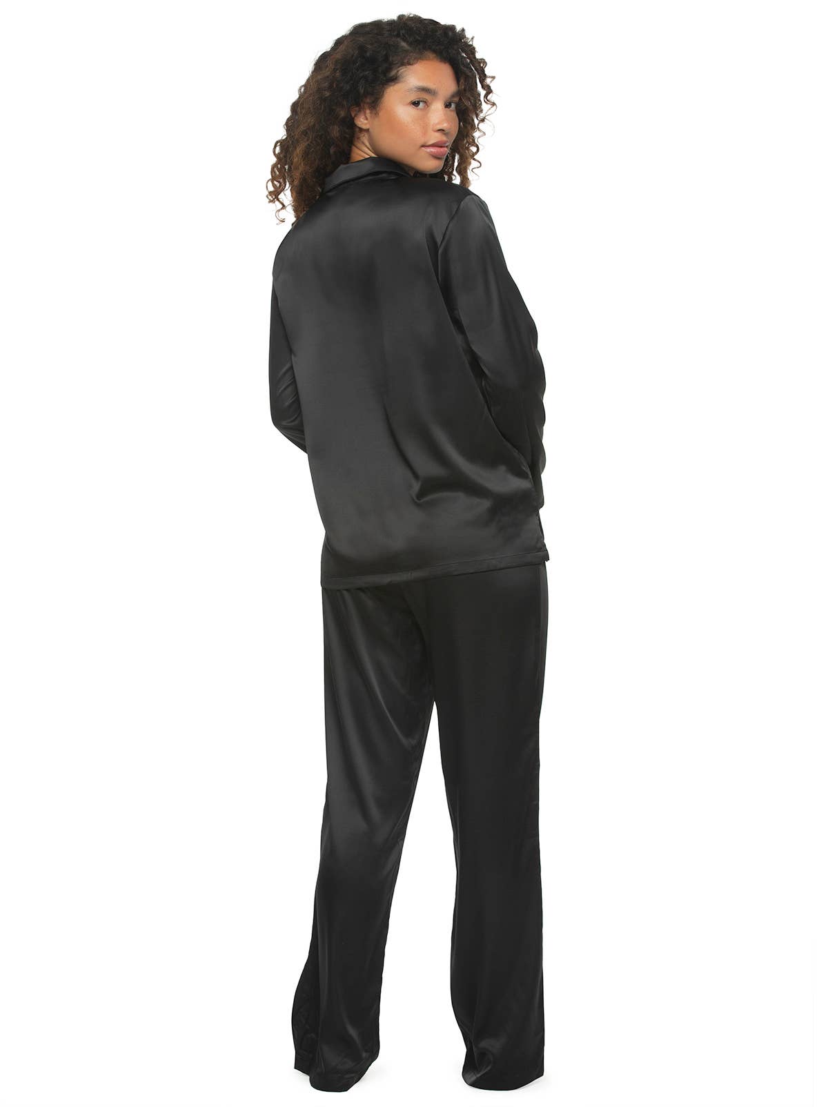 Elysees Satin Wide Leg Pant- Black