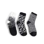 Black & White Fuzzy Socks- 3 Pair Set
