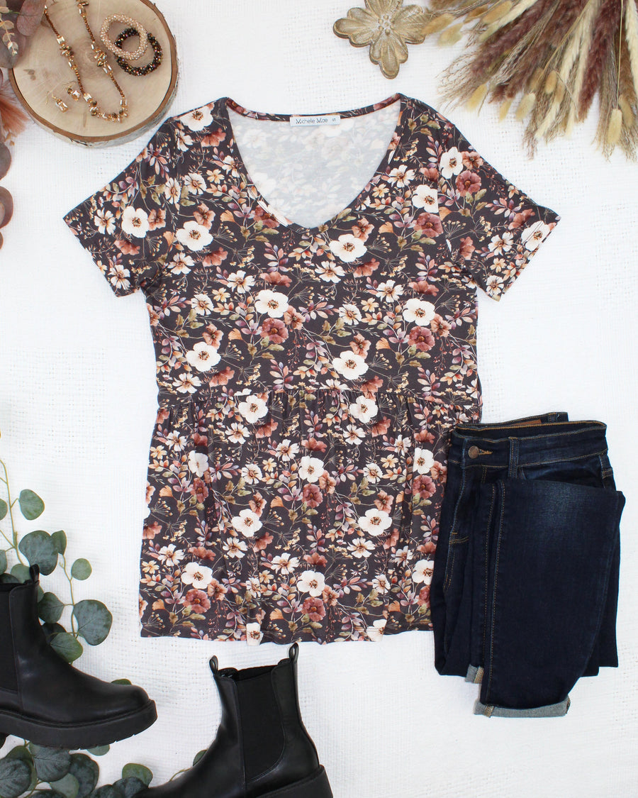 WAREHOUSE ONLY Sarah Ruffle Short Sleeve - Blushwood Floral