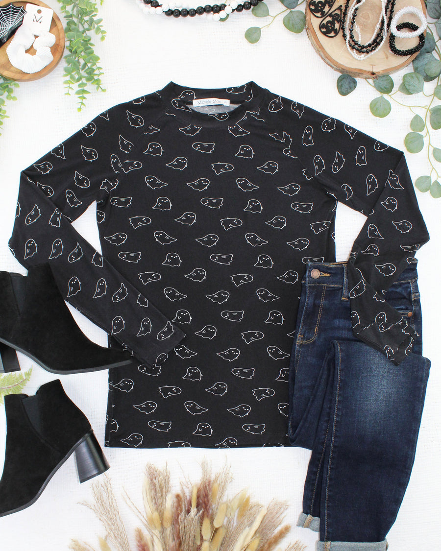 WAREHOUSE ONLY Blair Long Sleeve Top - Midnight Ghosts