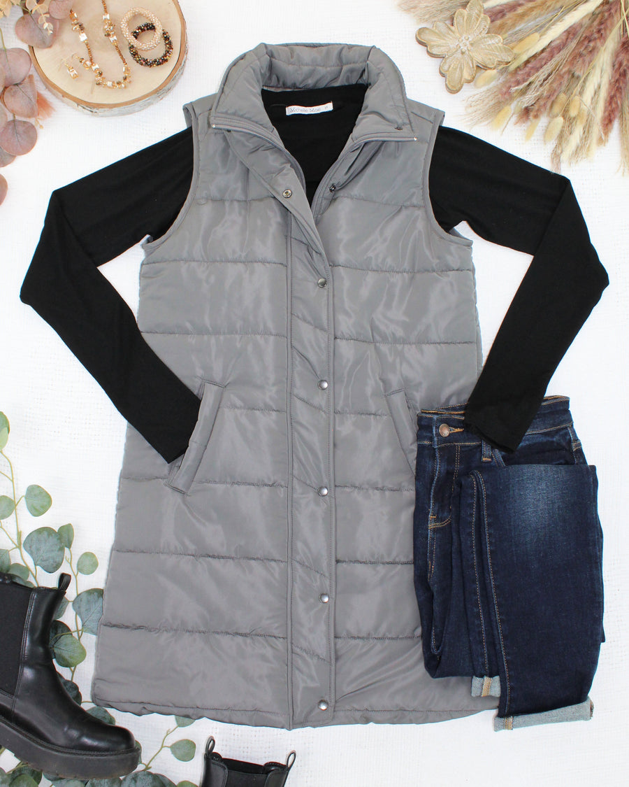 WAREHOUSE ONLY Harlow Long Vest - Grey