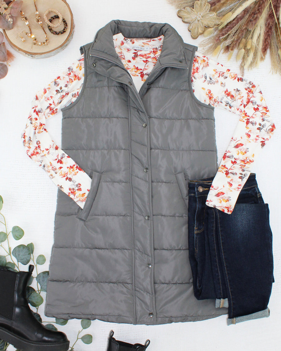 WAREHOUSE ONLY Harlow Long Vest - Grey