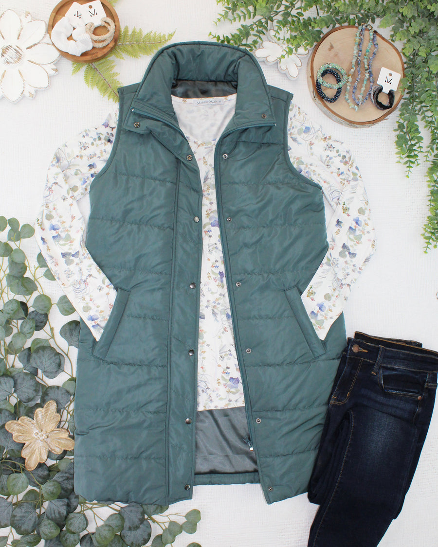 WAREHOUSE ONLY Harlow Long Vest - Teal