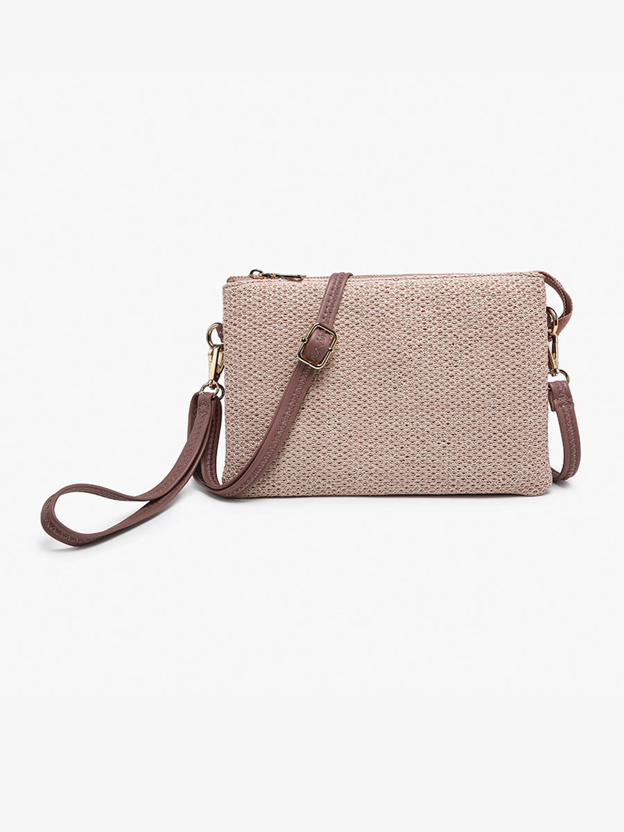 Izzy Straw Woven Crossbody w/ Vegan Leather Strap