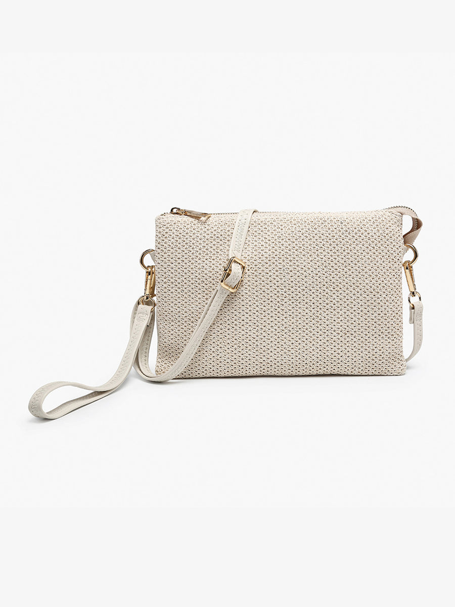 Izzy Straw Woven Crossbody w/ Vegan Leather Strap