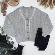 WAREHOUSE ONLY Cable Cardigan - Grey