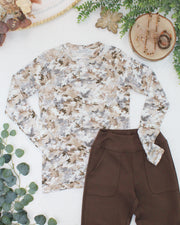 WAREHOUSE ONLY Blair Long Sleeve Top - Neutral Leaves