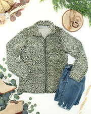 WAREHOUSE ONLY Two Tone Fullzip Sherpa - Olive and White
