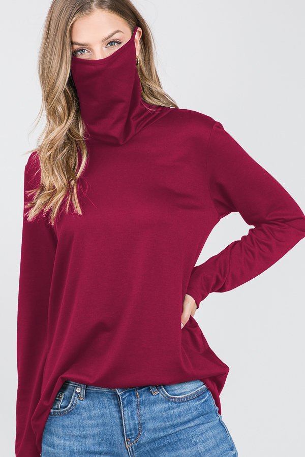 Cowl Neck Sweater- Burgundy