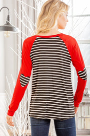 Striped Long Sleeve- Red & Black