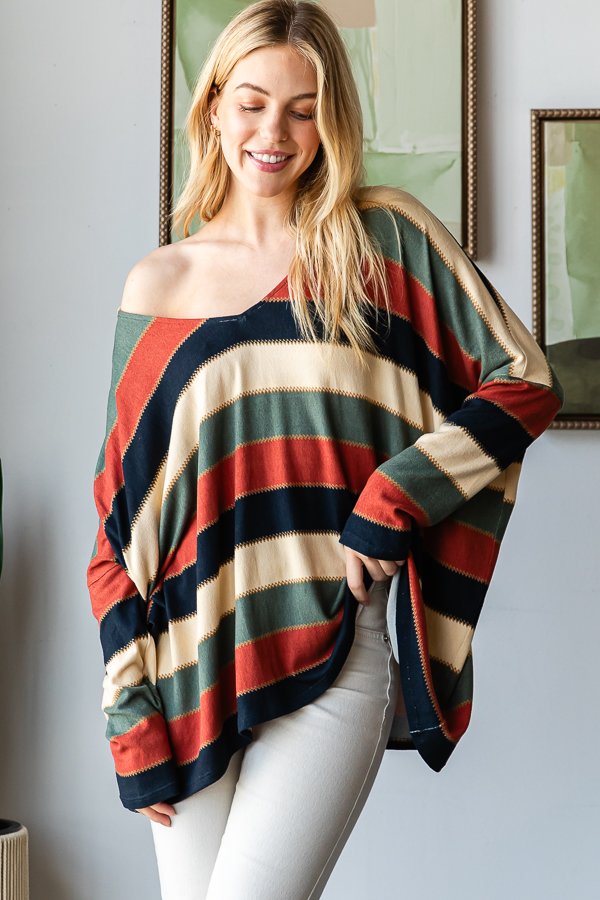 Striped Oversized Dolman Tunic