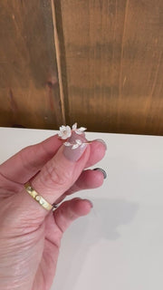 Rose Gold Floral Bypass Ring With Swarovski Crystals
