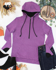 WAREHOUSE ONLY Classic HalfZip Hoodie - Black and Purple