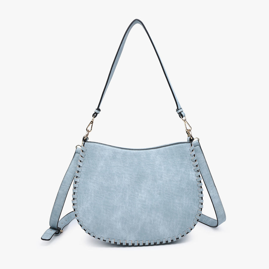 Raquel Whipstitch Trim Saddle Bag Light Blue