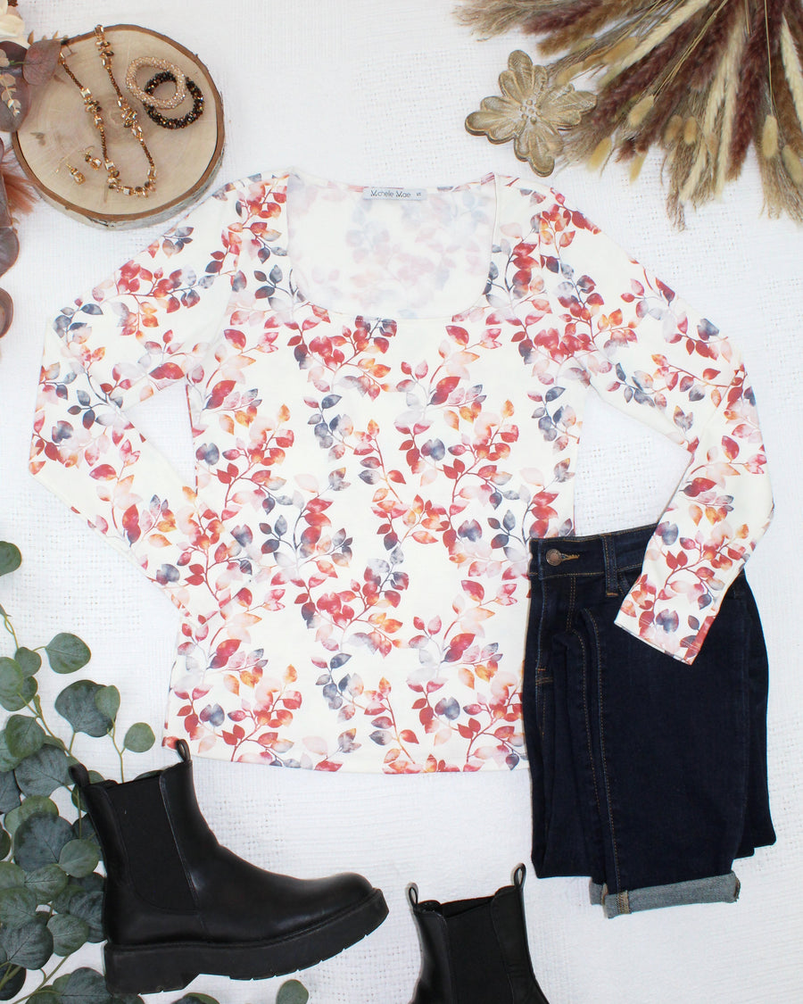 WAREHOUSE ONLY Alyssa Long Sleeve Top - Autumn Watercolor